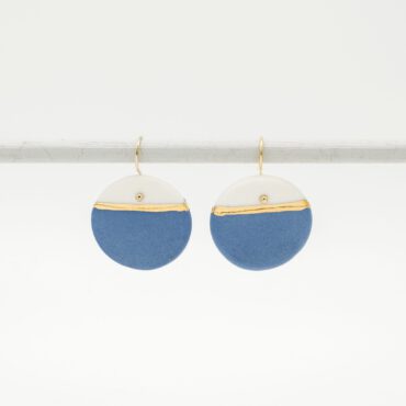 handmade porcelain earrings blue gold horizon