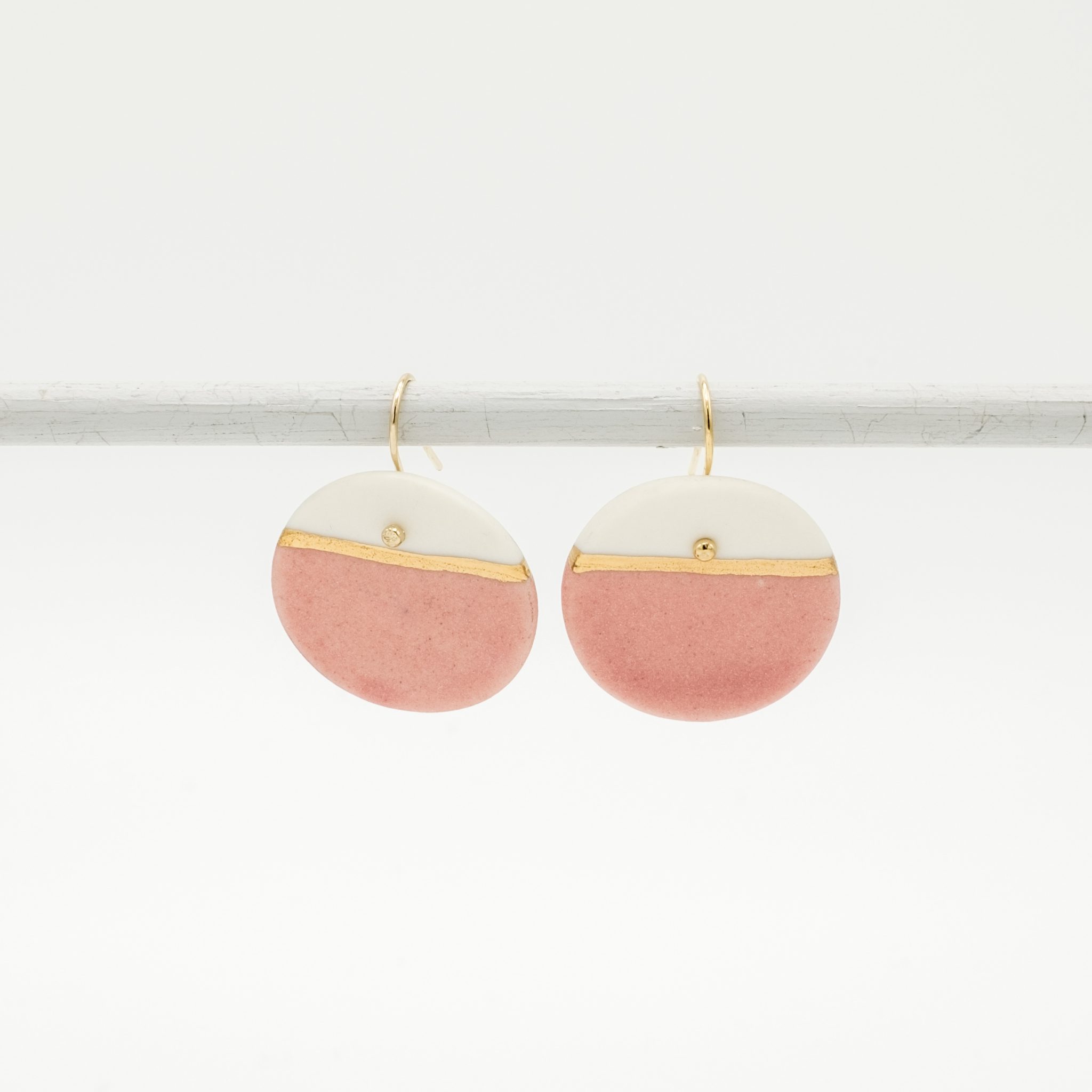 handmade porcelain earrings pink horizon