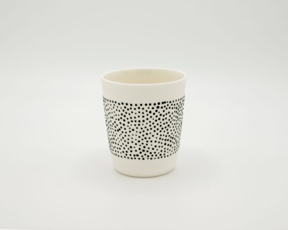 handmade porcelain espresso cup black dots