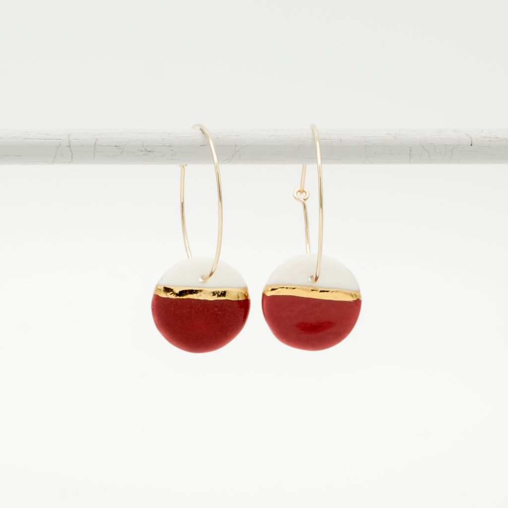 handmade porcelain earrings red horizon size m