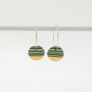 handmade porcelain nerikomi earrings green
