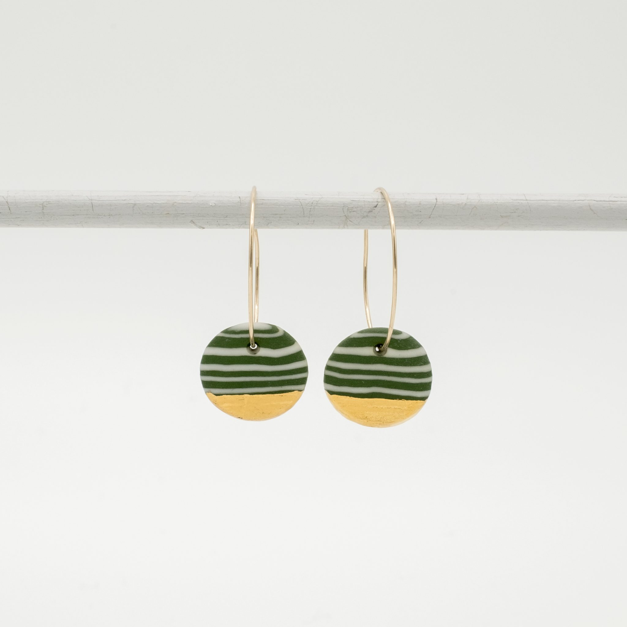 handmade porcelain nerikomi earrings green