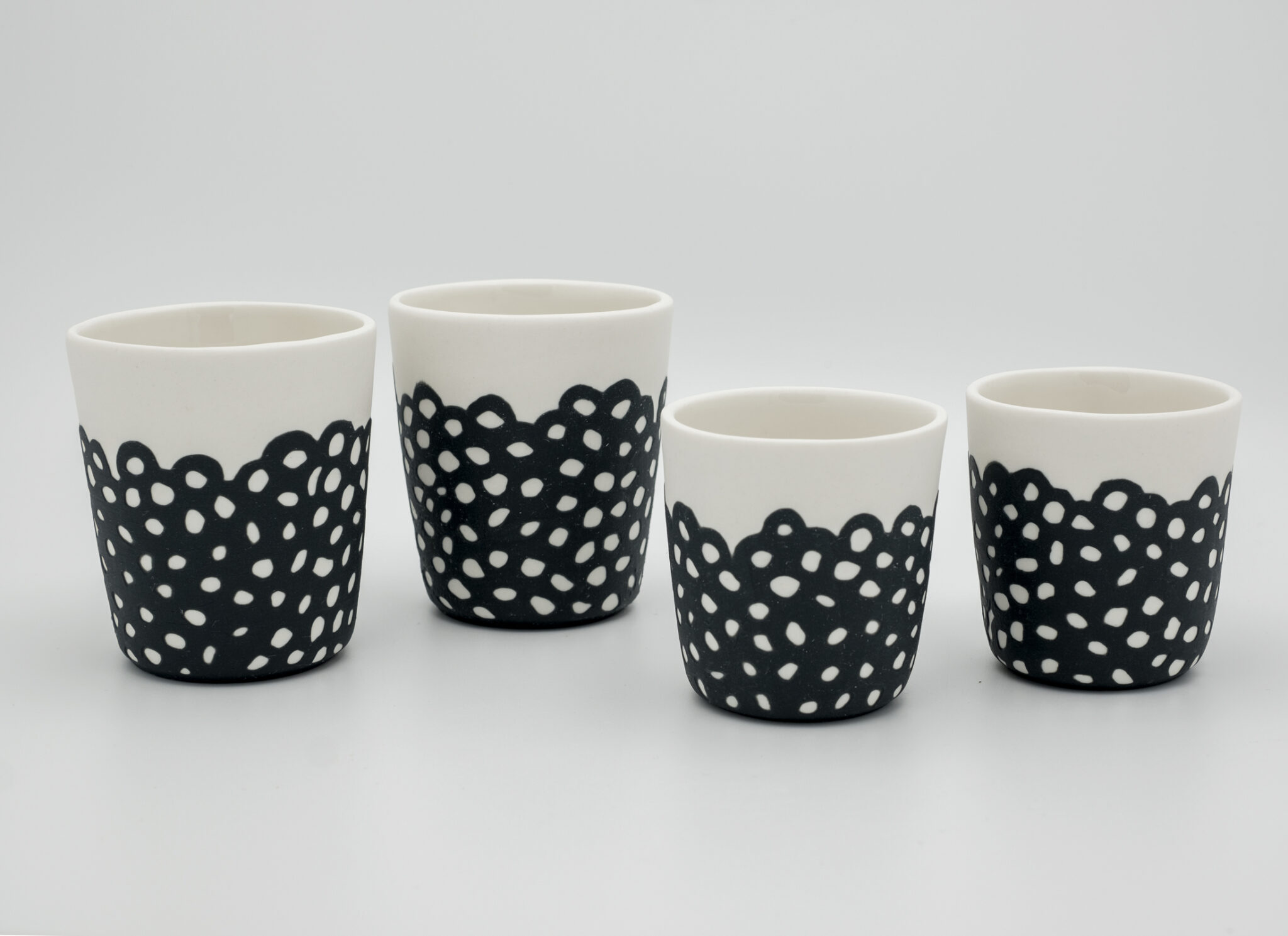 handmade porcelain small mug and espresso blackandwhite