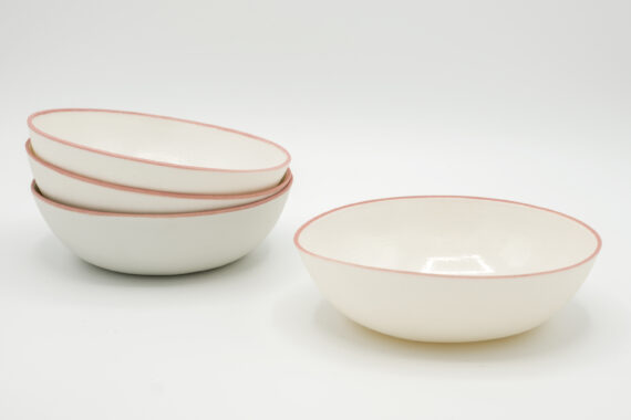 porcelain desert bowl pink rim
