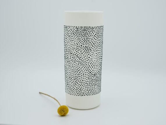 Handmade porcelain vase ‘long neck” from our ‘DOTS’ collection in black