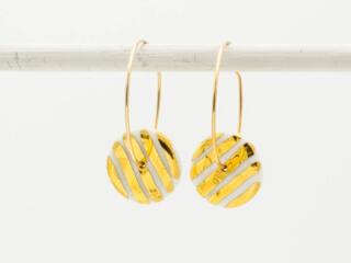 Earrings Golden Stripes Large with hoops
